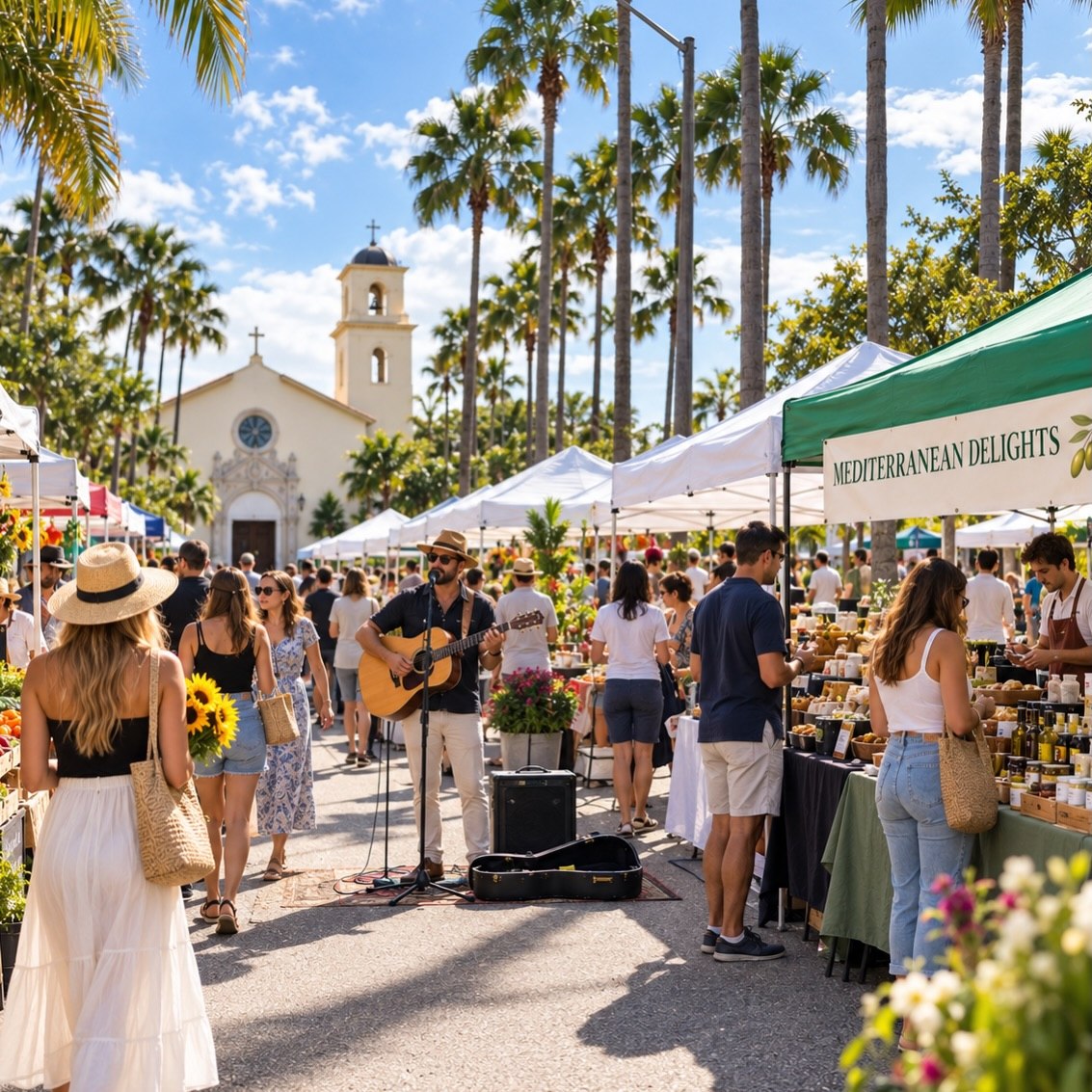 Fort Lauderdale farmers market with local vendors and live music
